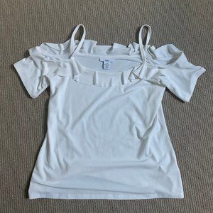 White cold shoulder blouse